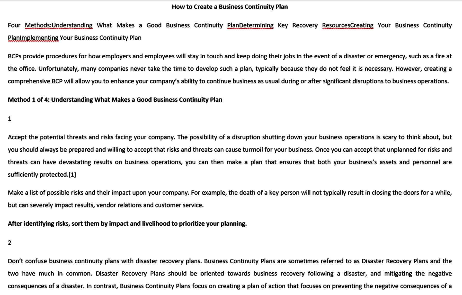 Templates How To Write Business Continuity Plan Te