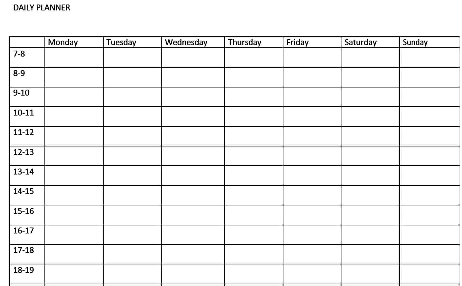 Templates Printable Daily Planner Te