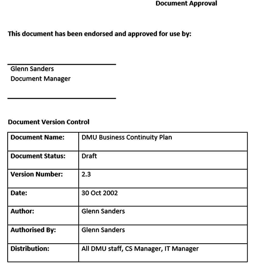 Templates Simple Business Continuity Plan Te