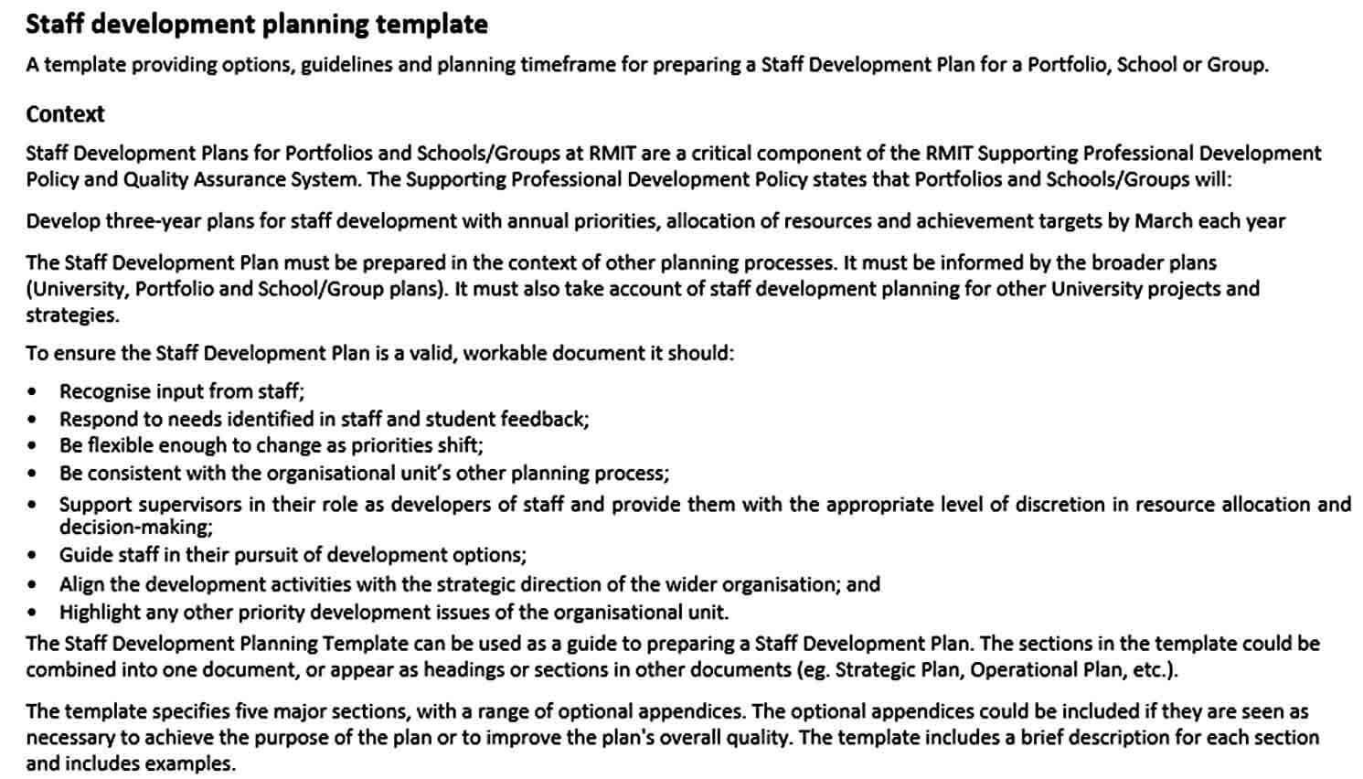 Templates Staff Development Planning Te