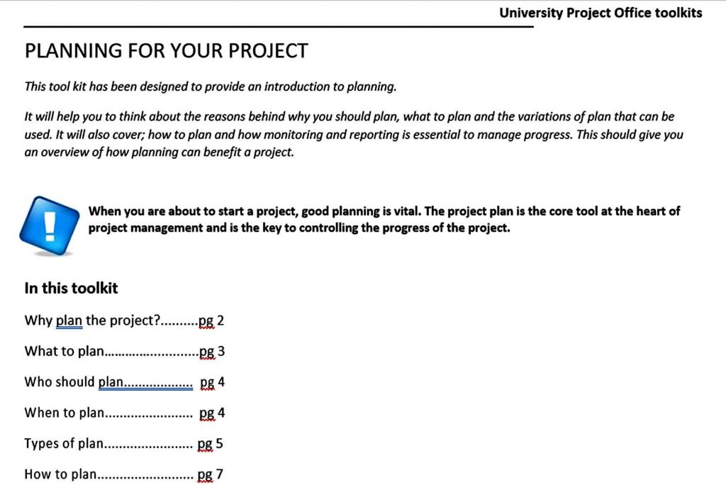 Templates University Project Plan Te