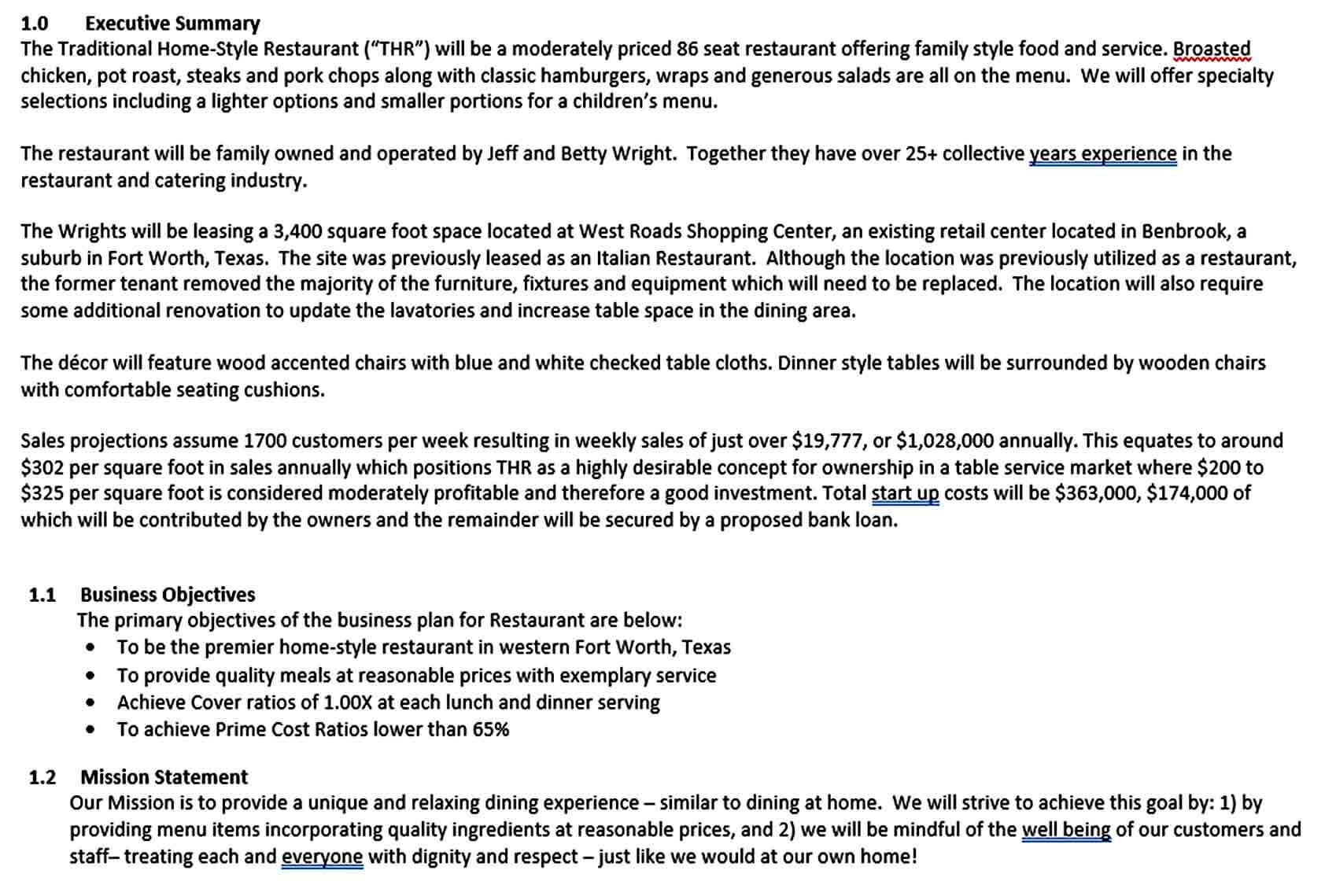 Templates restaurant business plan template download