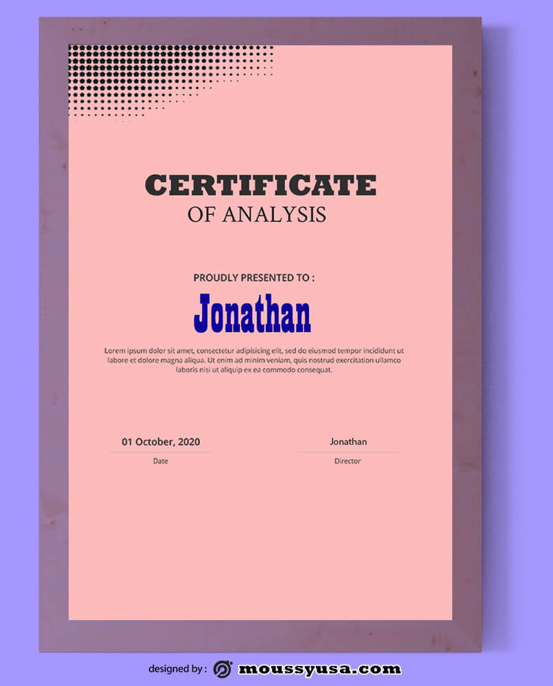 Analysis Certificate Design PSD