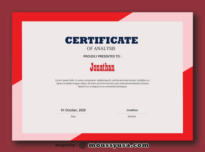 Analysis Certificate Design Template