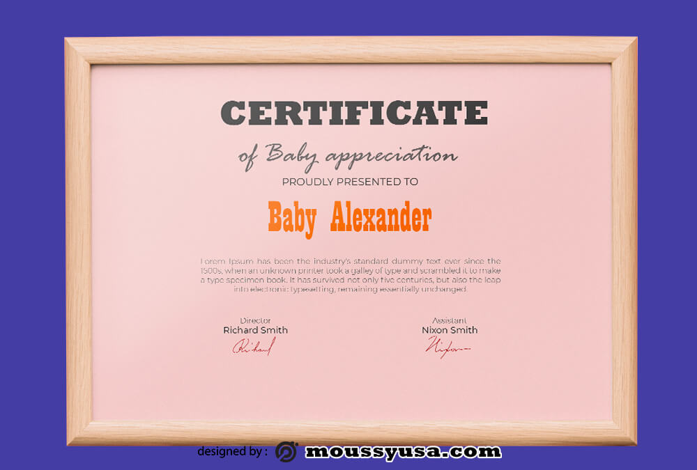 Baby Certificate Template Design