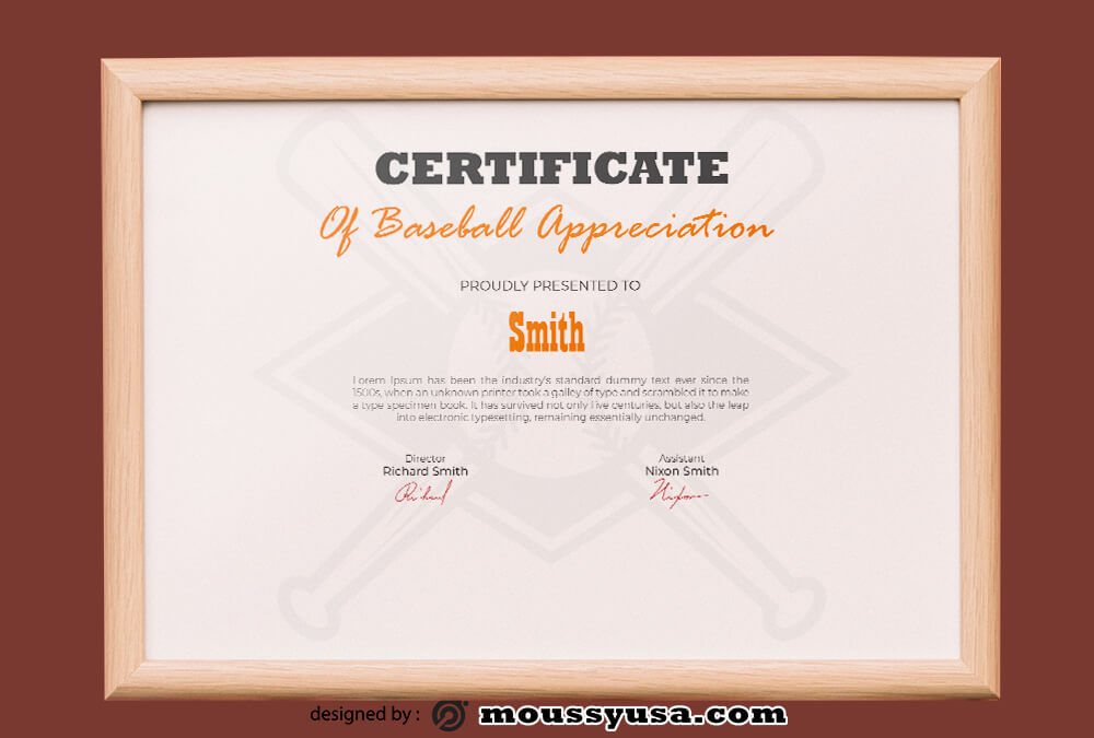 Baseball Certificate Design Ideas