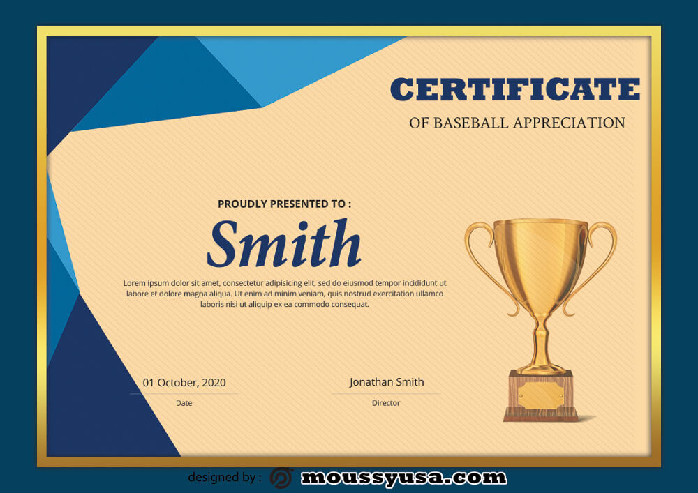 Baseball Certificate Design Template