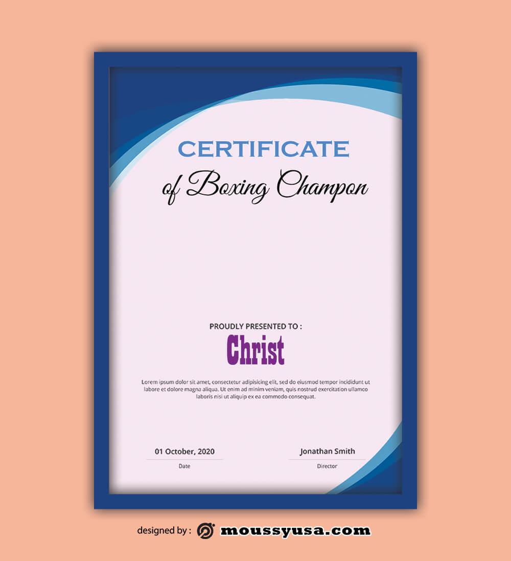 Boxing Champion Certificate Template Ideas