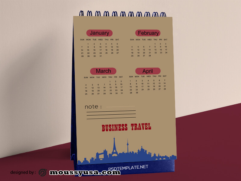 Business Travel Calender Template Design