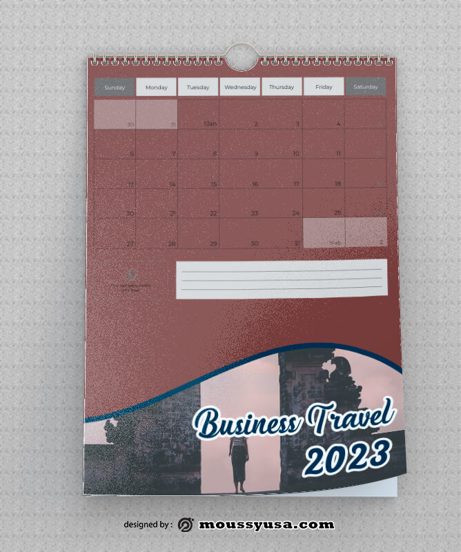 Business Travel Calender Template Example