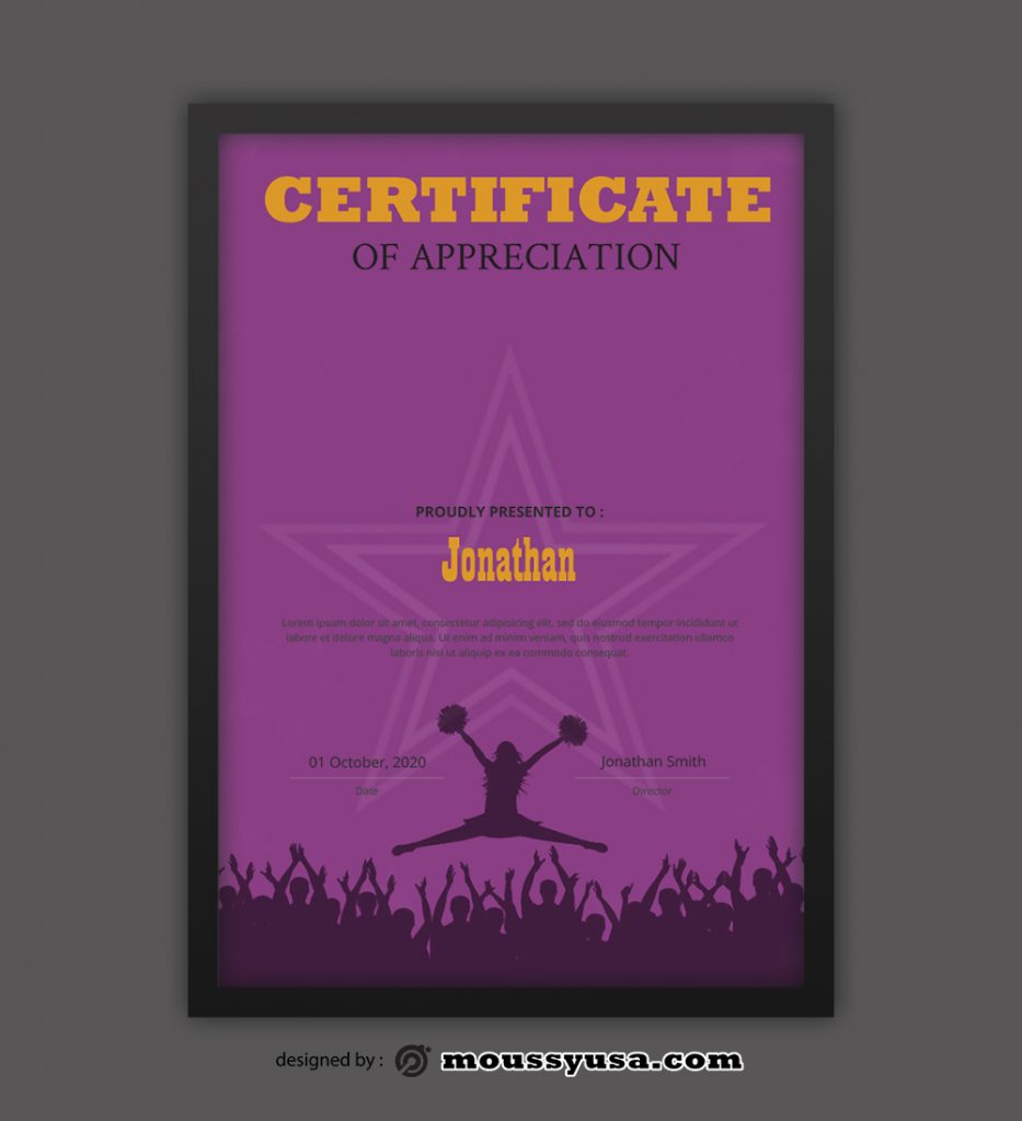 Cheerleading Certificate Design Template