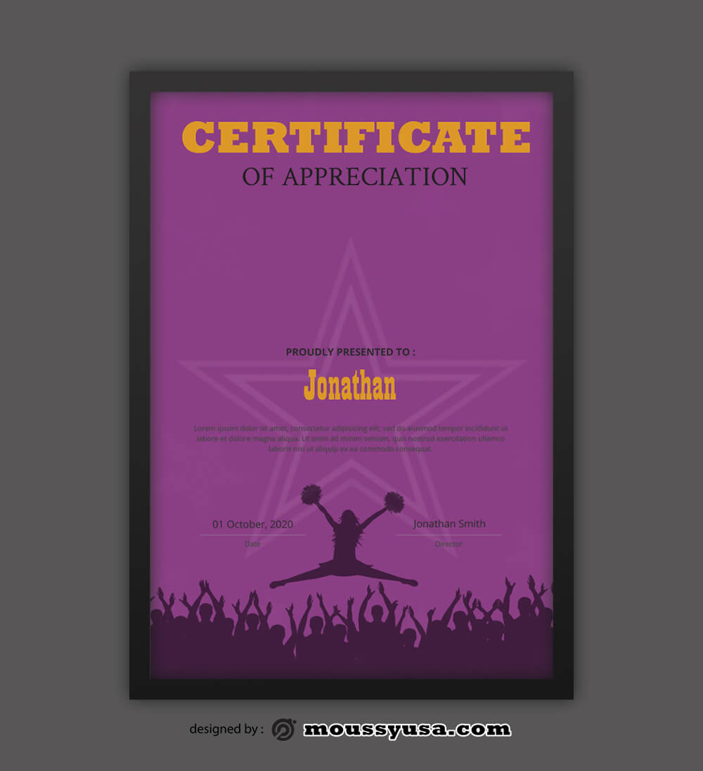 Cheerleading Certificate Design Template