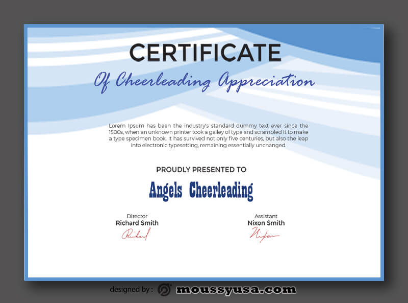 Cheerleading Certificate Template Example