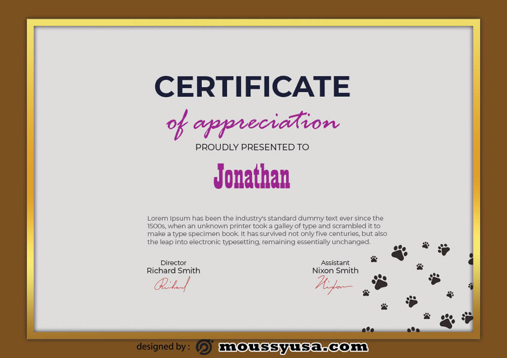 Dog Certificate Design Template