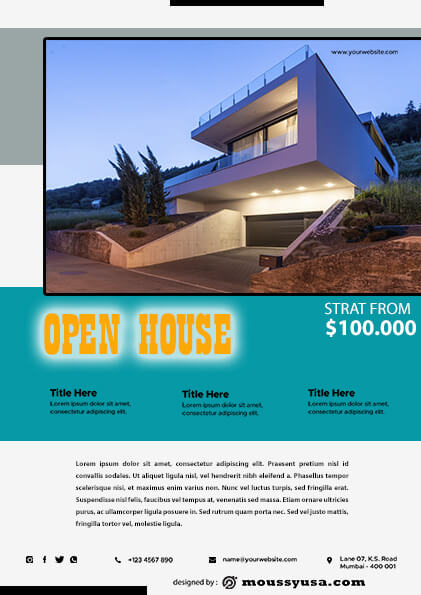 Elegant Open House Flyer design psd