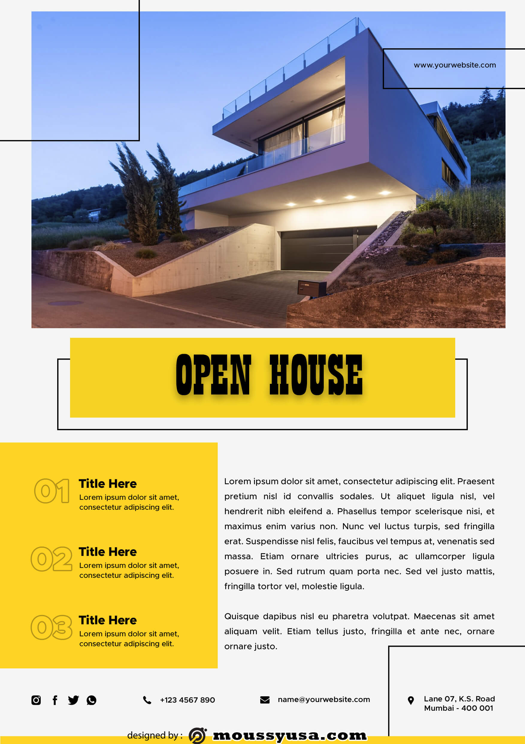 Elegant Open House Flyer template sample