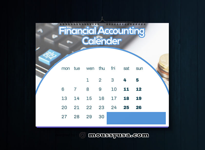 Financial Accounting Calender Design Template