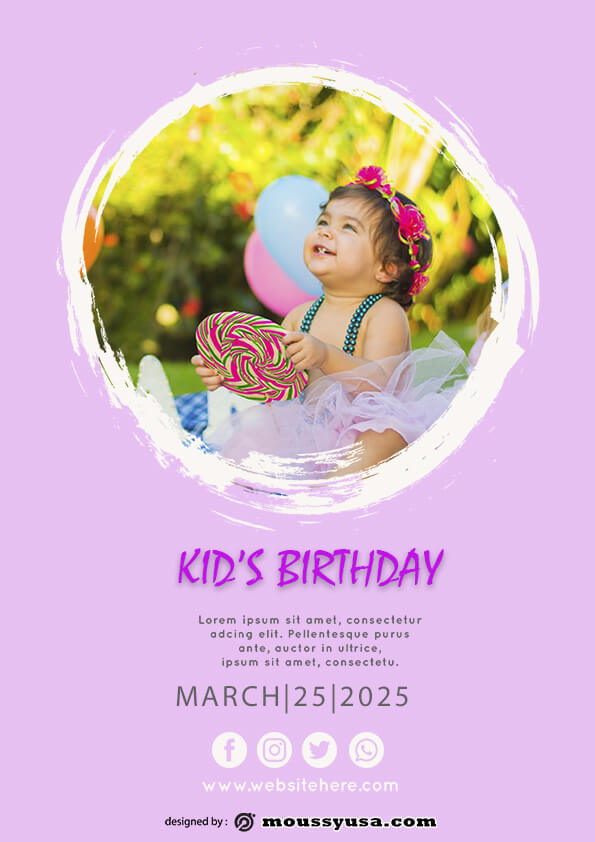 Free Kids Birthday Party Flyer template sample