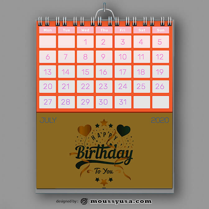 PSD Birthday Party Calender Template