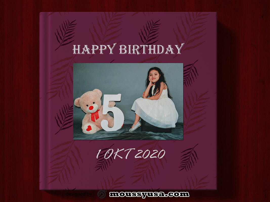 PSD Birthday Photo Book Cover Template