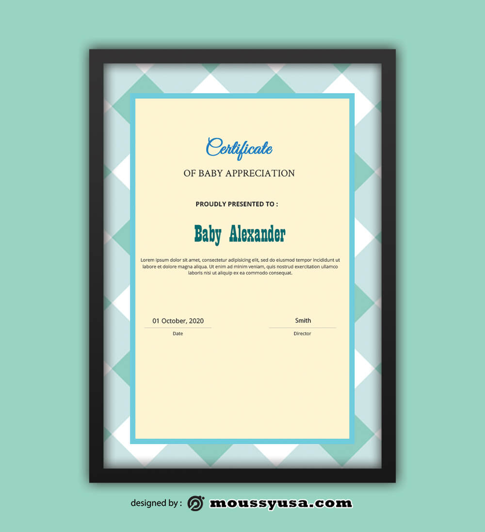 PSD Template For Baby Certificate