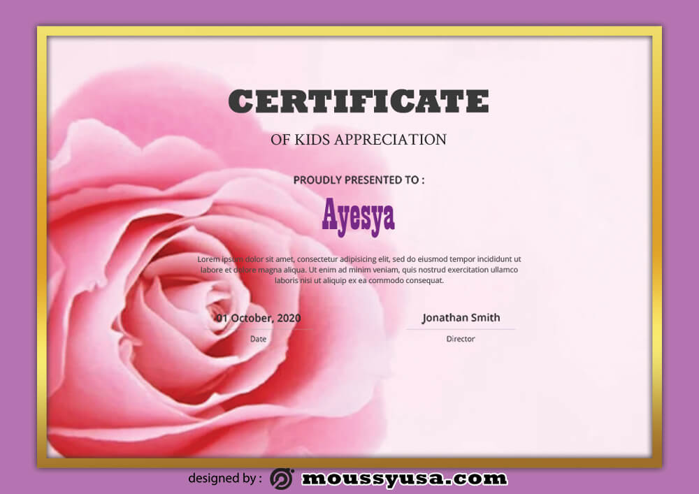 PSD Template For Kids Certificate