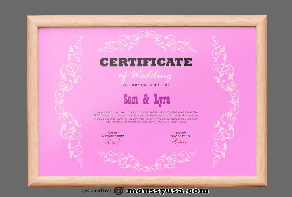 PSD Template For Wedding Certificate