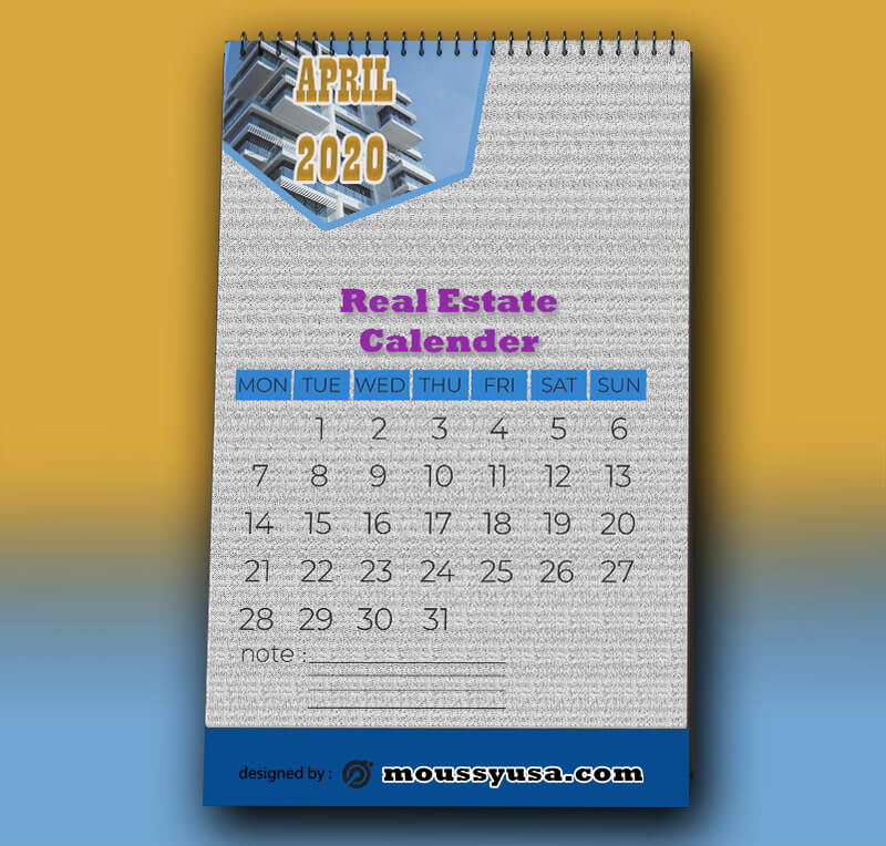 Real Estate Calender Template Sempel