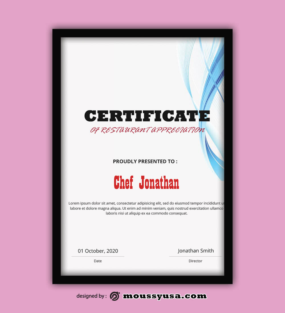 5 Restaurant Certificate template Mous Syusa