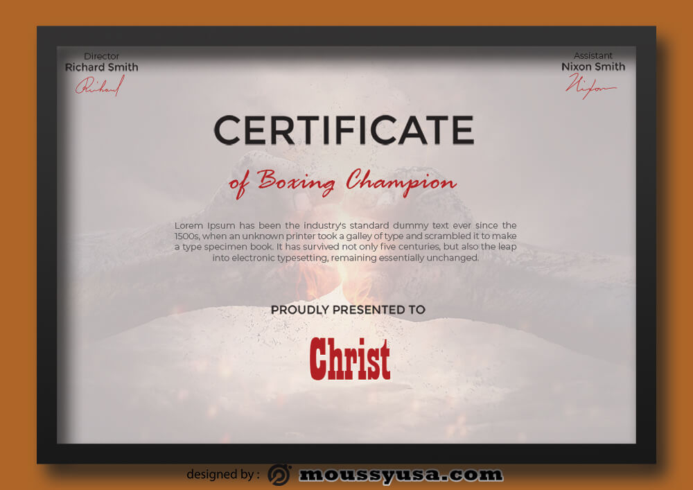 4 Examples Of Boxing Champion Certificate Templates Mous Syusa