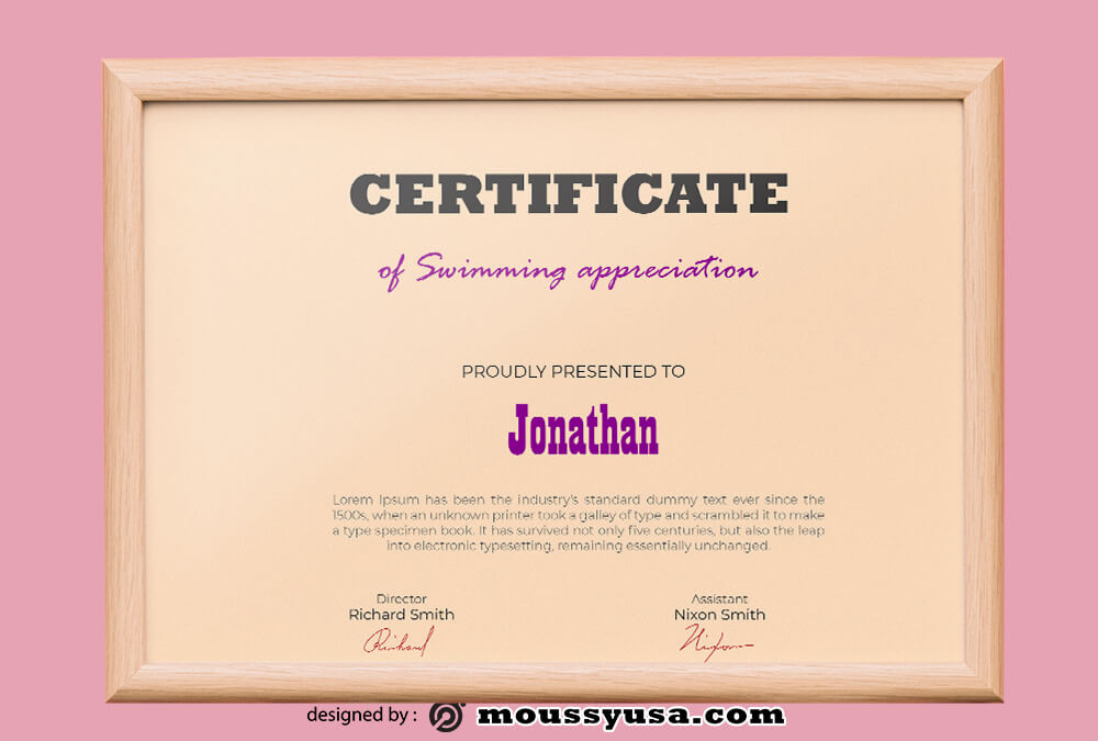 Swimming Certificate Template Ideas