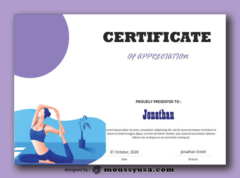 Yoga Certificate Template Design