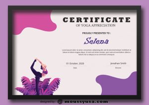 5 Yoga Certificate template free psd | Mous Syusa