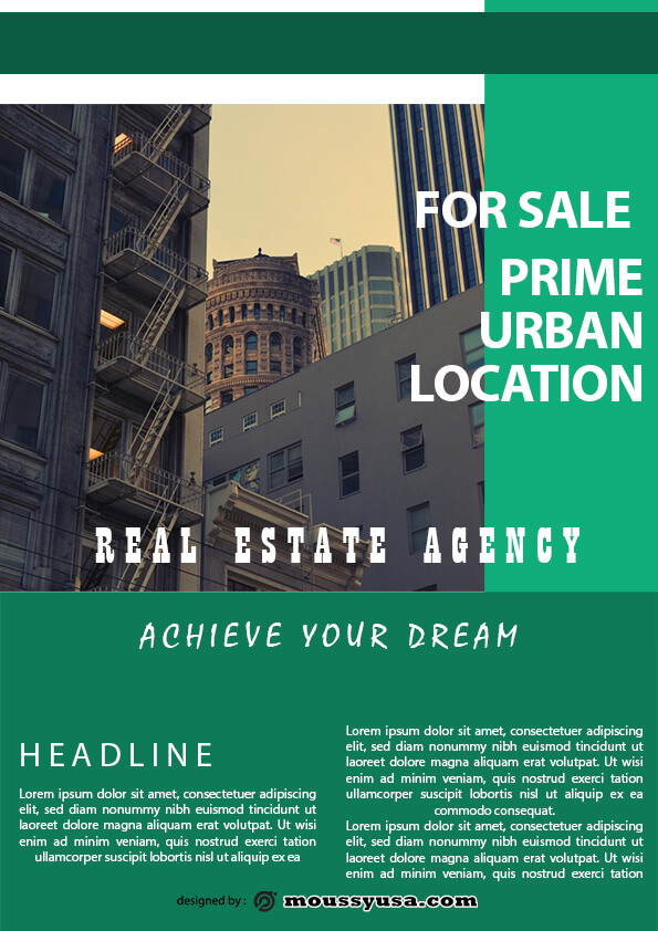 minimal real estate flyer template design