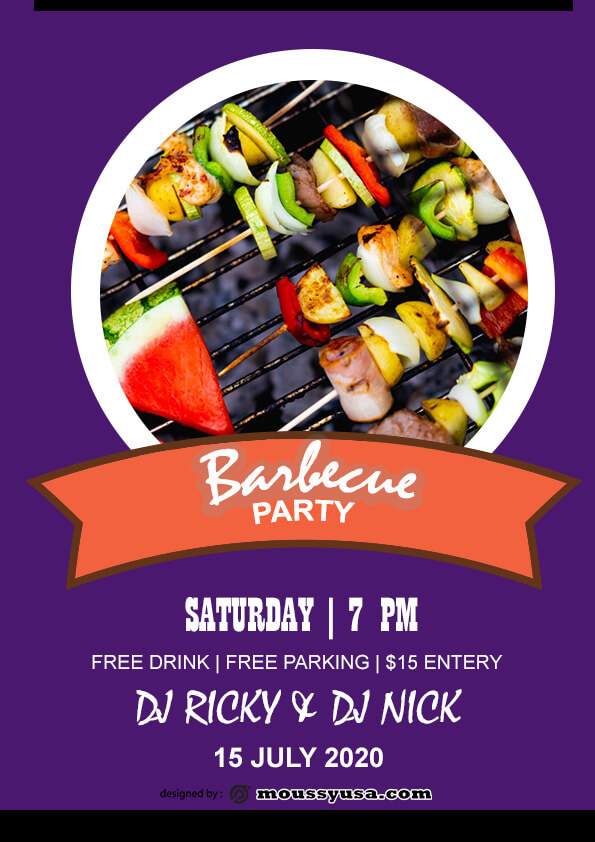 psd flyer template for Free BBQ