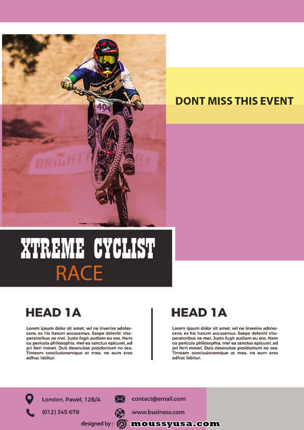 psd flyer template for bicyle racing