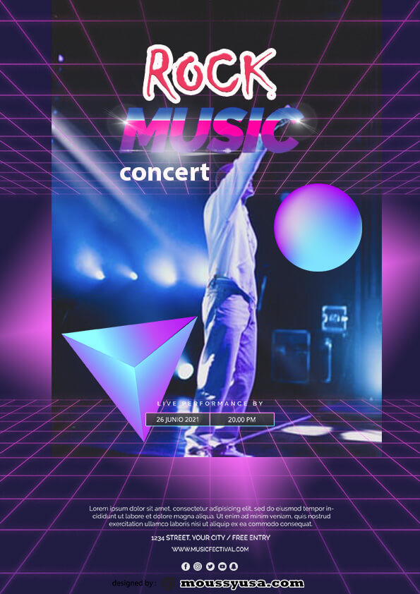 psd flyer template for rock concert