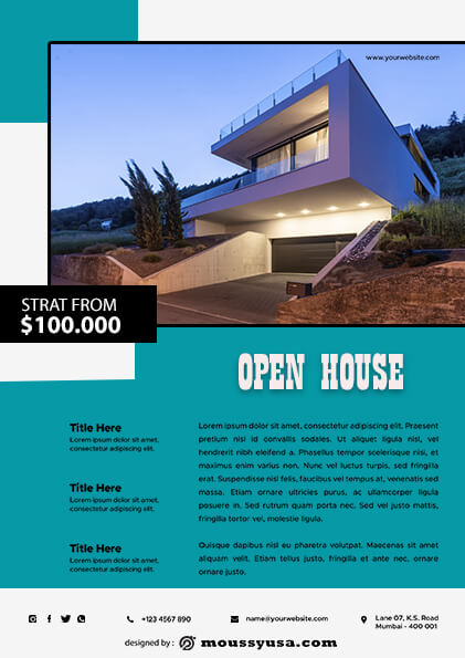 psd template for Elegant Open House Flyer