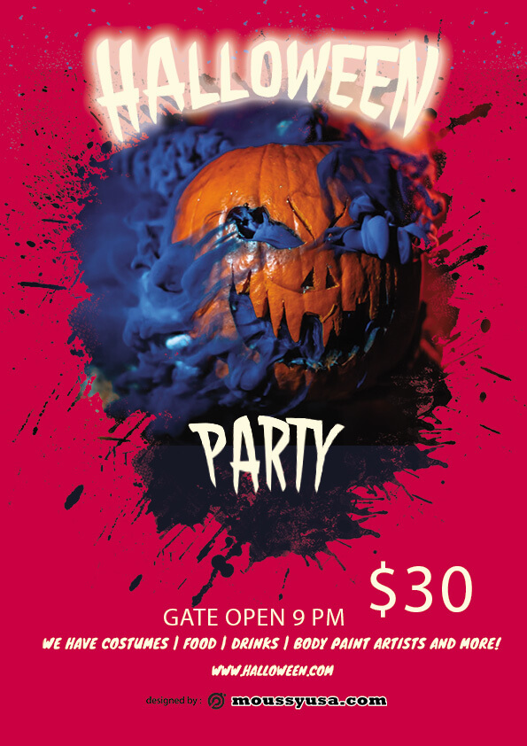 psd template for Free Halloween Skull Flyer