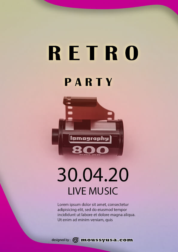 retro party flyer template design