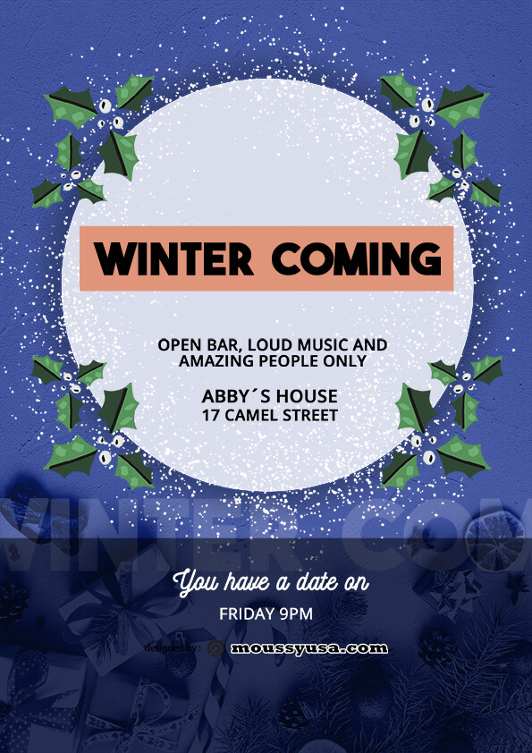 sample winter christmast party flyer templates