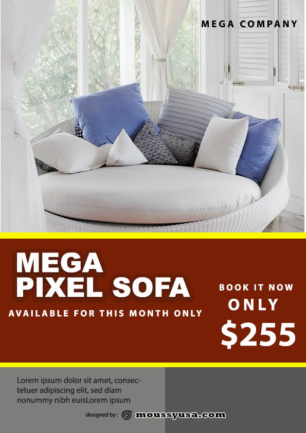 sofa mega sale flyer template design