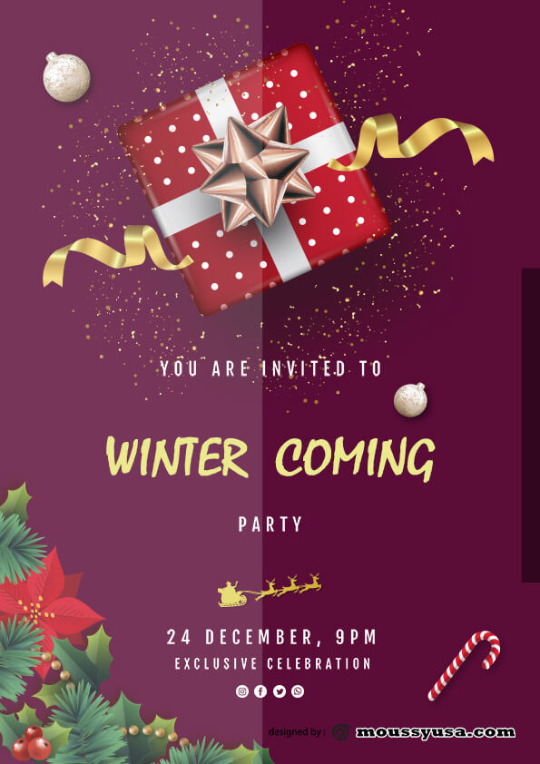 winter christmast party flyer template ideas