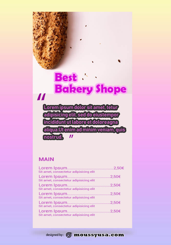 Bakery Rack Card Template Example