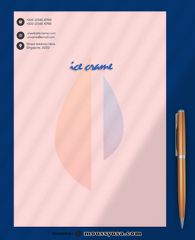 Ice Crame Letterhead Template Sample