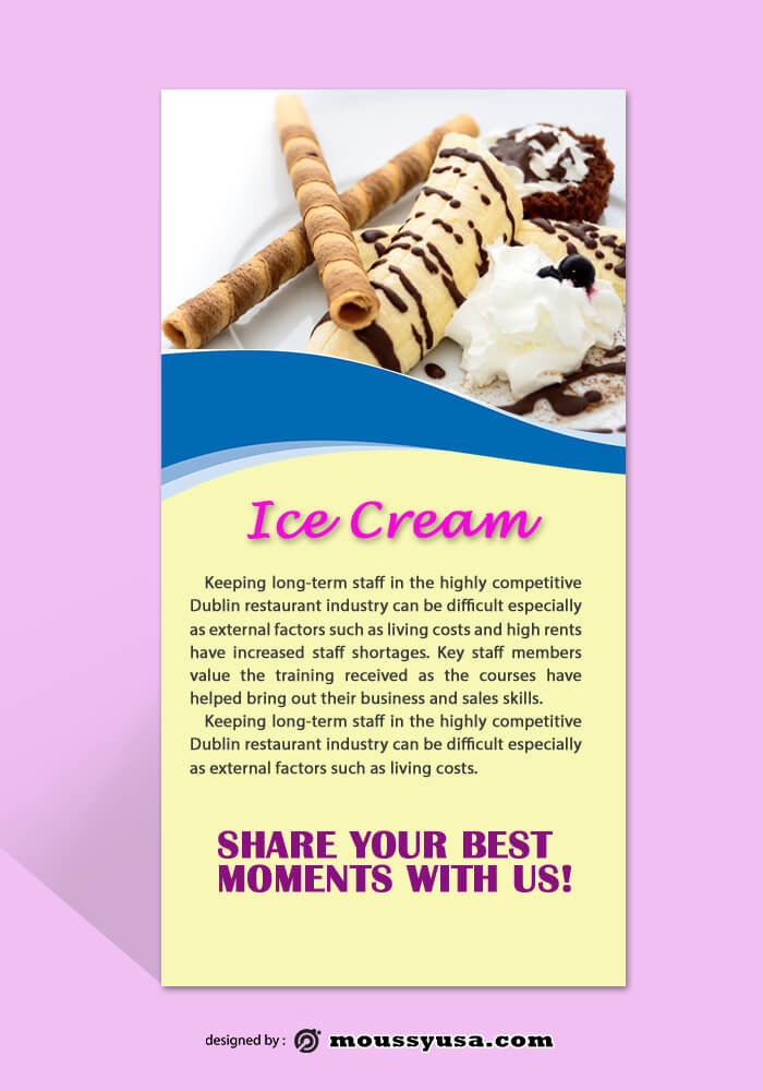 Ice Crame Rack Card Design PSD