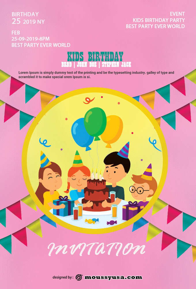 Kids Birthday Invitation Template Sample