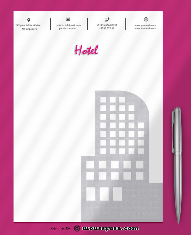 Modern Hotel Letterhead Design PSD