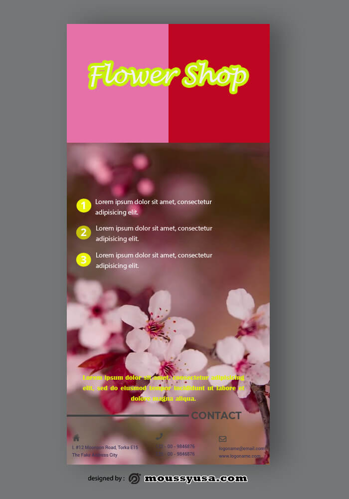 PSD Flower Shop Rack Card Template