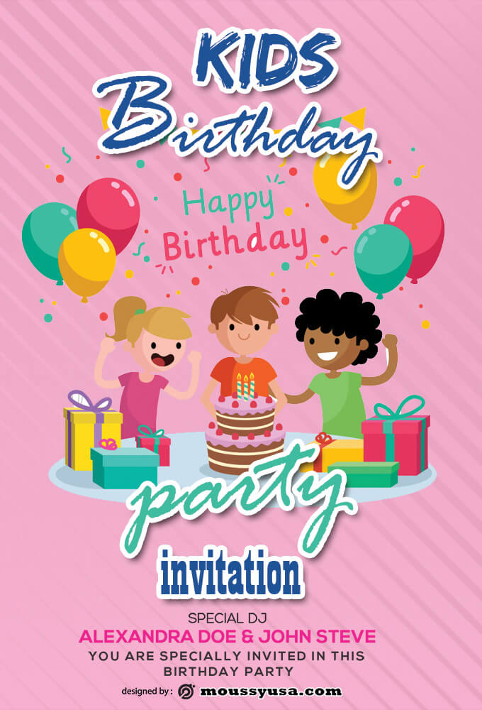 PSD Kids Birthday Invitation Template